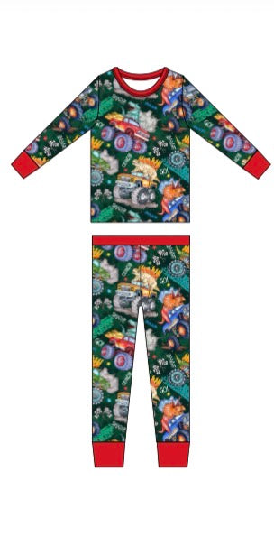 Dino Trucks 2pc long sleeve and pants set (pre-sale)