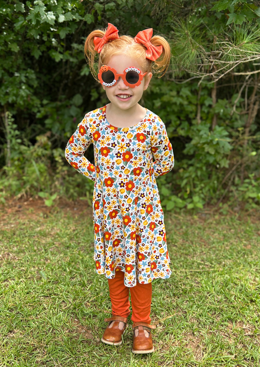 Harvest bloom dress and ribbed leggings bundle
