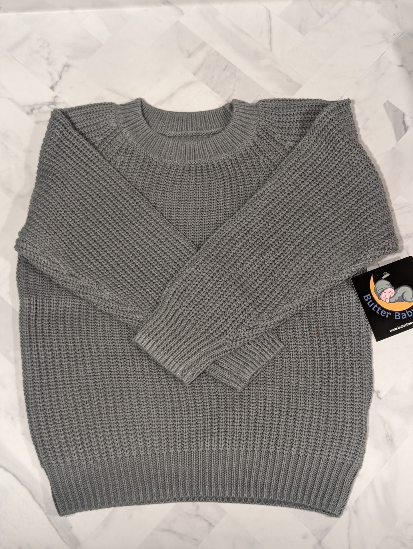 Cozy Lightweight Kids Sweater (Grey/Blue)