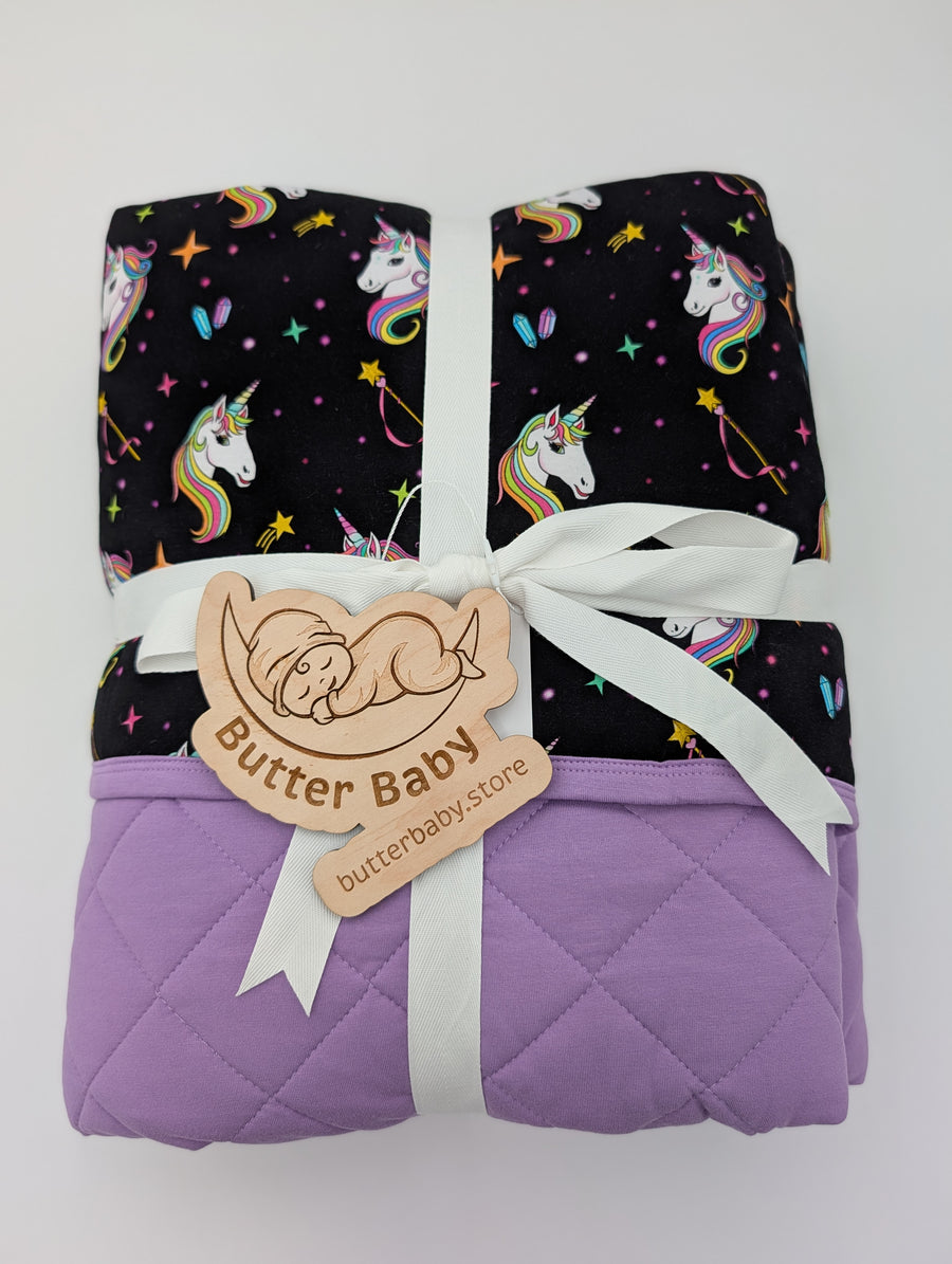 60x60 Hazel’s Celestial Unicorns Quilted Blanket