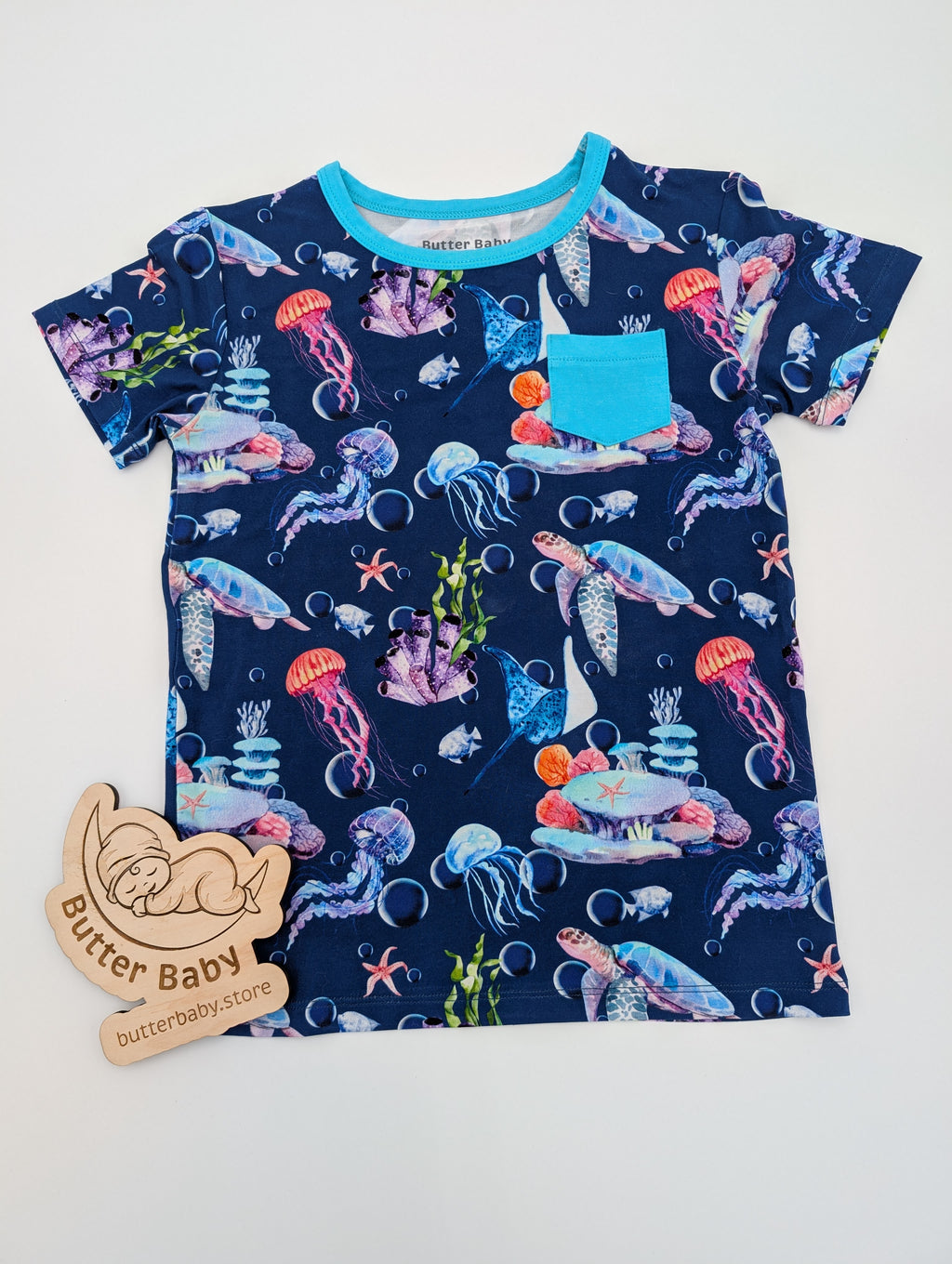 Ocean Commotion Pocket tee – Butter Baby