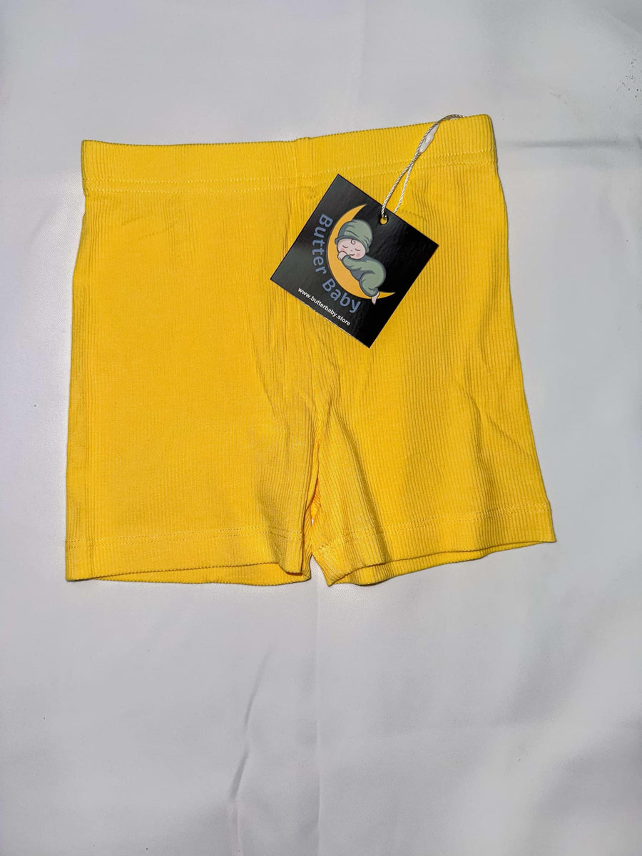 OOPSY Daisy Solid Yellow Ribbed Biker Shorts
